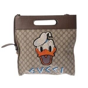 GUCCI GG Supreme 2-Way Tote Bag, Beige/Brown, 463491, Women's, Canvas & Leath...